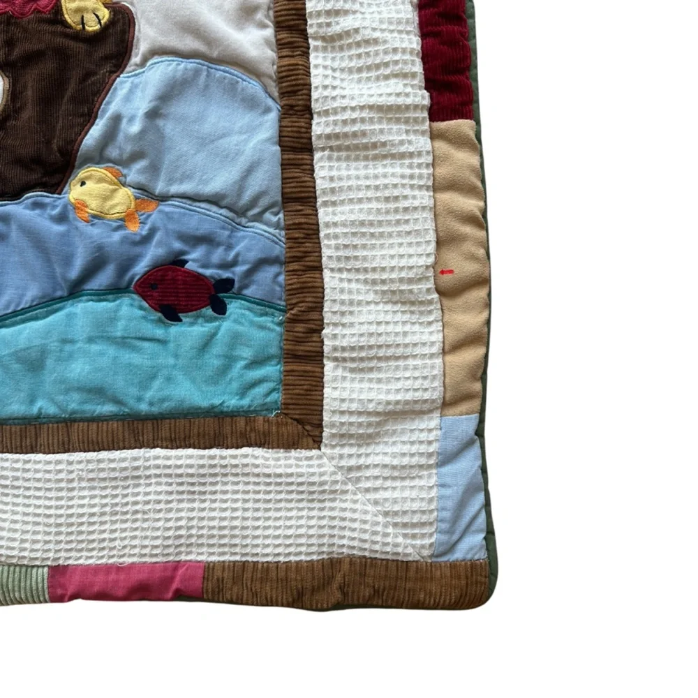 Noah’s Ark 33” x 44” Animal Appliqué Quilt Blanket – Colorful & Textured